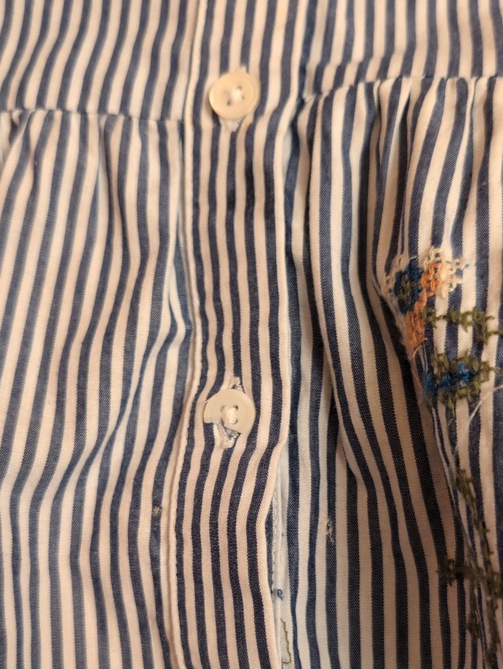 Veronica Beard Cotton Midi Dress Striped Floral Buttondown Short Puff Sleeve